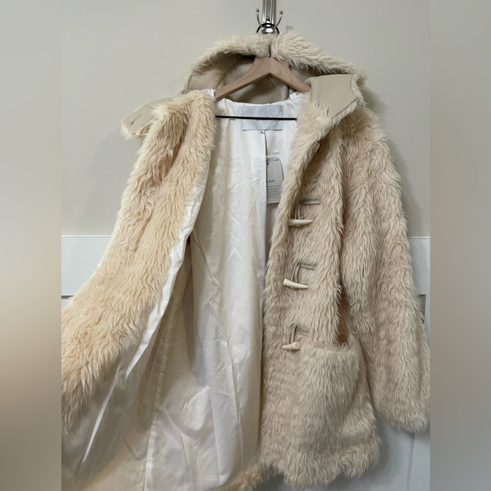 A.L.C. Winston Faux Fur Wool-Blend Shearing Hooded Toggle Coat Size XL - Picture 8 of 14